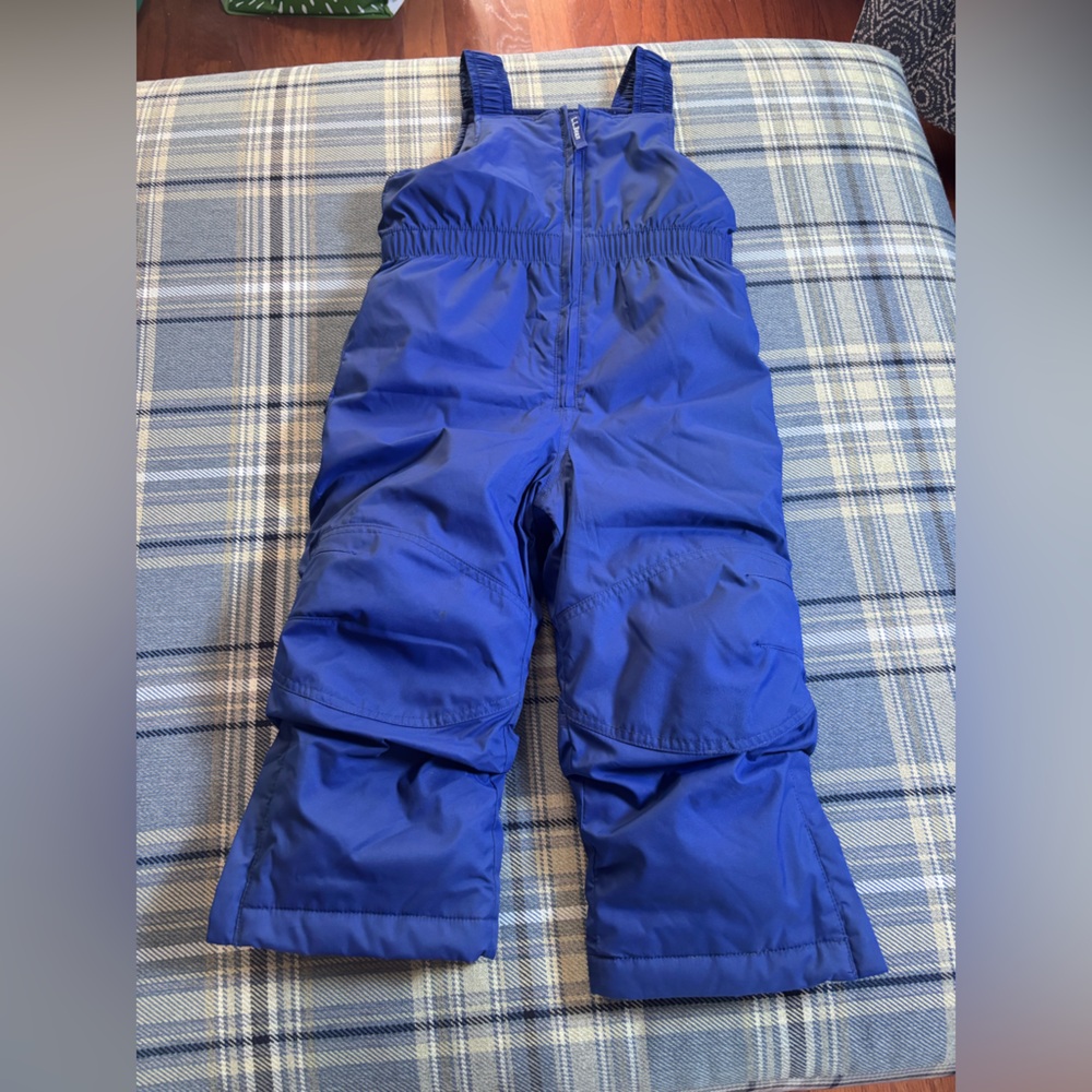 L.L. Bean Kids Bib Winter Snow Ski Pants Kids Toddler Blue Grow Cuffs 4T